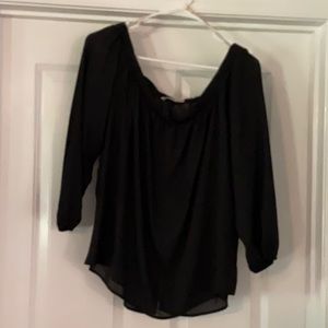 Peach love sheer off the shoulder blouse